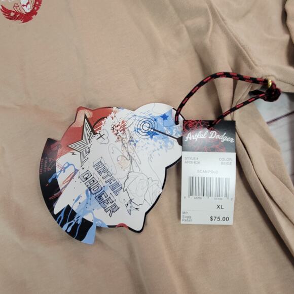 Vintage Artful Dodger Light Brown Skull Eagle Polo Shirt - XL - NWT - Picture 7 of 7